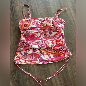 Lands End 10L long tankini top bright floral